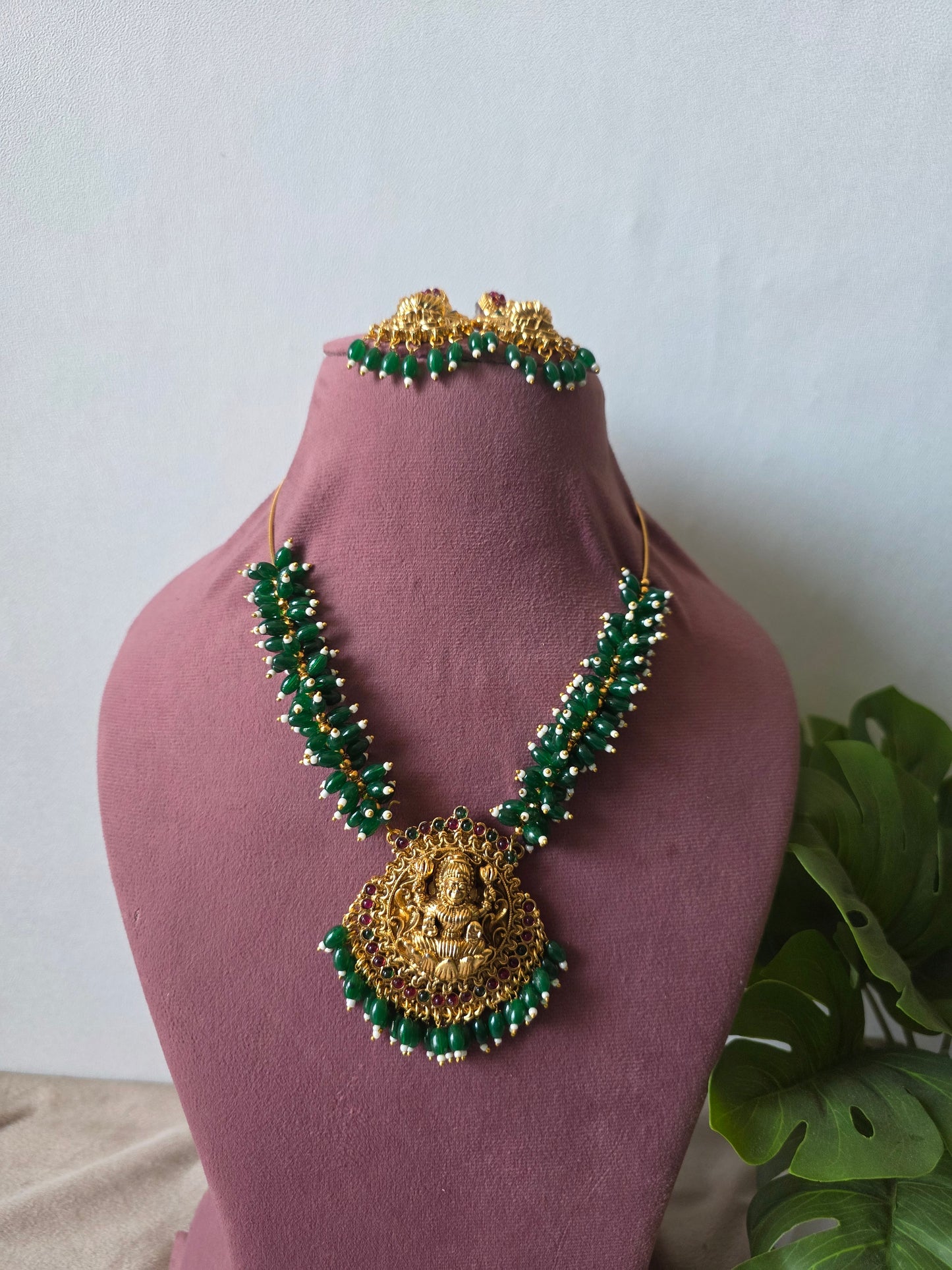 Green beaded long haram