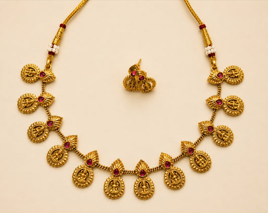 Lakshmi Coin Necklace – Traditional Temple Jewellery | A023