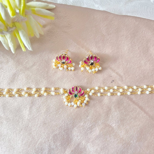 Beaded lotus choker