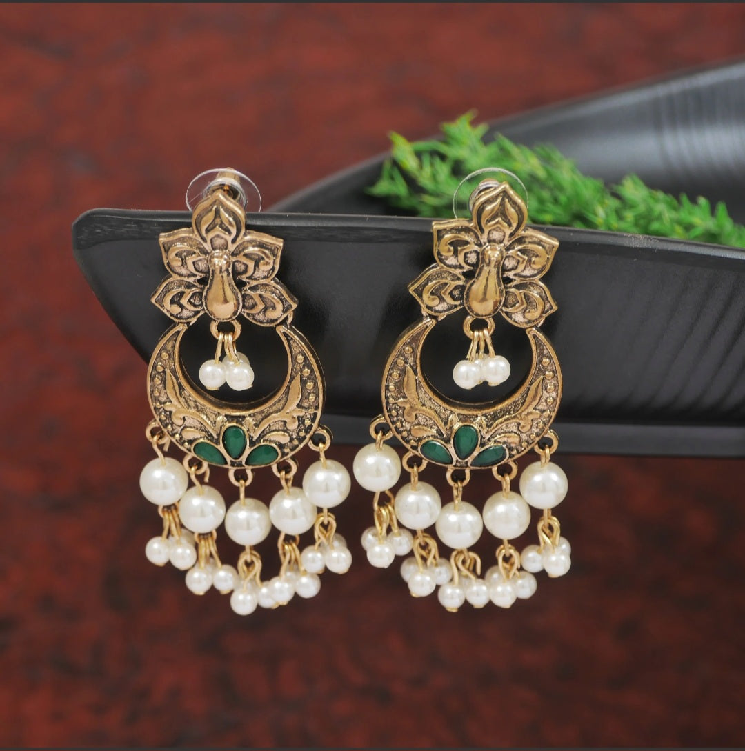 Antique Gold/Silver Plated Dual Coloured Enamel Dangler Earring