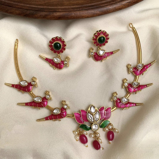 Pink Peacock Necklace