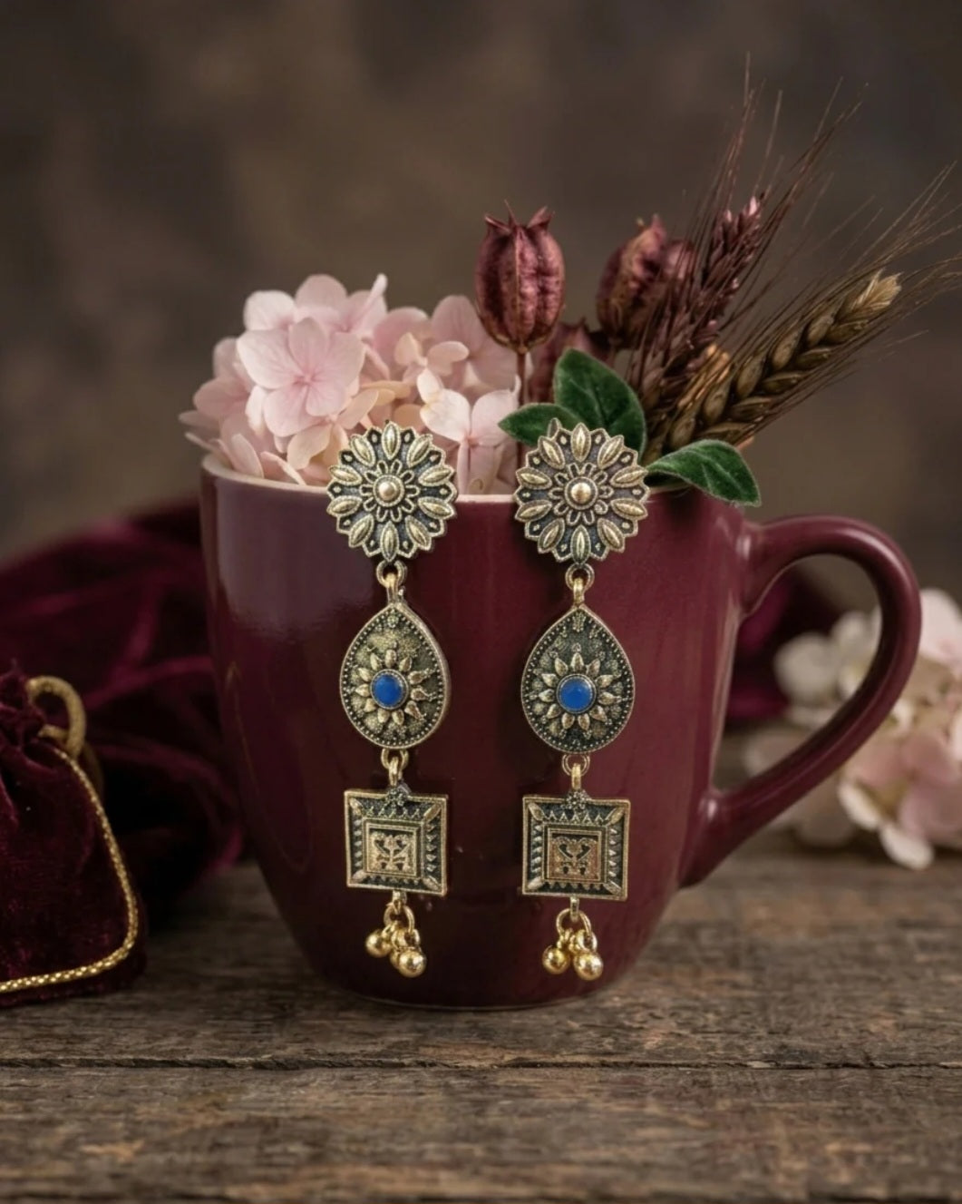 The Heritage Trio Medallions An Antique Gold/Silver Plated Earring | AD6821