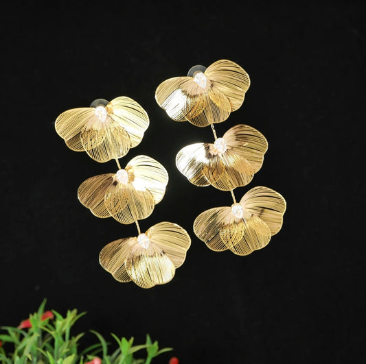 Korean Gold Plated Floral Petals Dangler Earring