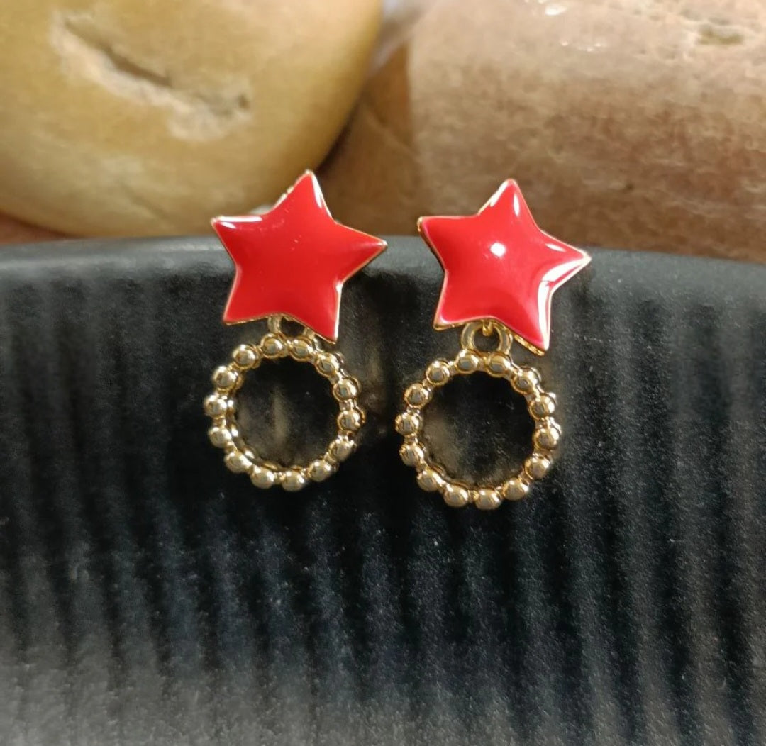 Gold plated Enamel Star Earring
